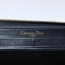 Christian Dior Round Long Wallet Leather Black Gold Auth am10801-14