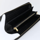 Christian Dior Round Long Wallet Leather Black Gold Auth am10801-16