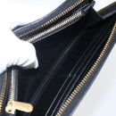 Christian Dior Round Long Wallet Leather Black Gold Auth am10801-22