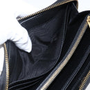 Christian Dior Round Long Wallet Leather Black Gold Auth am10801-23