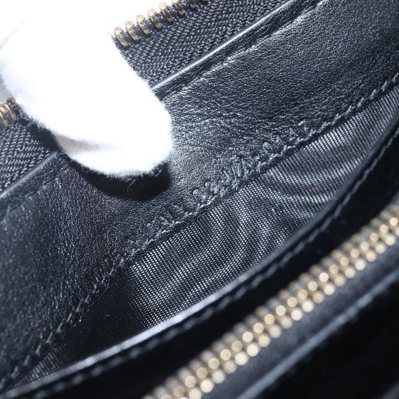 Christian Dior Round Long Wallet Leather Black Gold Auth am10801
