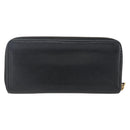 Christian Dior Round Long Wallet Leather Black Gold Auth am10801-3