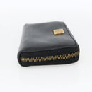 Christian Dior Round Long Wallet Leather Black Gold Auth am10801-5