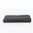 Christian Dior Round Long Wallet Leather Black Gold Auth am10801-7
