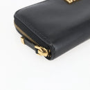 Christian Dior Round Long Wallet Leather Black Gold Auth am10801-9