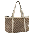GUCCI GG Canvas Tote Bag Beige Gold 141470 Auth am10802-1