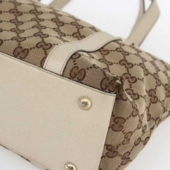 GUCCI GG Canvas Tote Bag Beige Gold 141470 Auth am10802