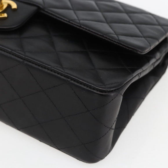 CHANEL Matelasse 25 Double Flap Chain Bag Lammleder Schwarz CC Auth am10803SAM