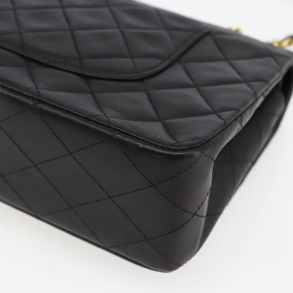 CHANEL Matelasse 25 Double Flap Chain Bag Lammleder Schwarz CC Auth am10803SAM
