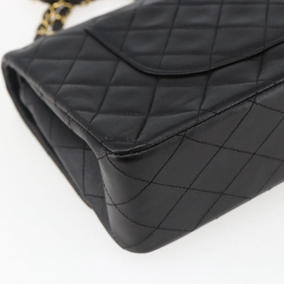 CHANEL Matelasse 25 Double Flap Chain Bag Lammleder Schwarz CC Auth am10803SAM