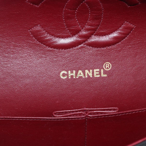 CHANEL Matelasse 25 Double Flap Chain Bag Lammleder Schwarz CC Auth am10803SAM