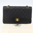 CHANEL Matelasse 25 Double Flap Chain Bag Lammleder Schwarz CC Auth am10803SAM-12