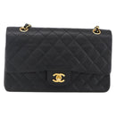 CHANEL Matelasse 25 Double Flap Chain Bag Lammleder Schwarz CC Auth am10803SAM-13