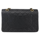 CHANEL Matelasse 25 Double Flap Chain Bag Lammleder Schwarz CC Auth am10803SAM-2