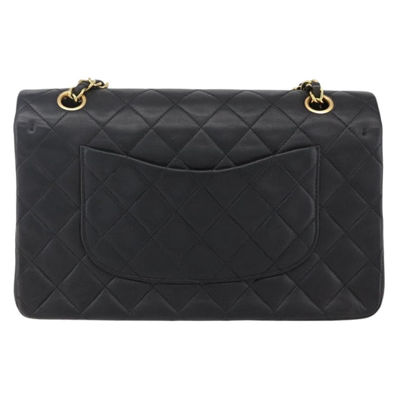 CHANEL Matelasse 25 Double Flap Chain Bag Lammleder Schwarz CC Auth am10803SAM