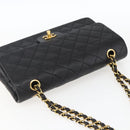 CHANEL Matelasse 25 Double Flap Chain Bag Lammleder Schwarz CC Auth am10803SAM-6