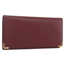 CARTIER Must Line Long Wallet Leather Bordeaux Gold Auth am10805V-1