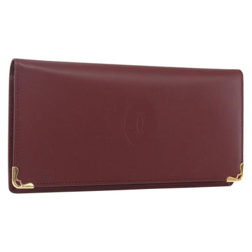 CARTIER Must Line Long Wallet Leather Bordeaux Gold Auth am10805V