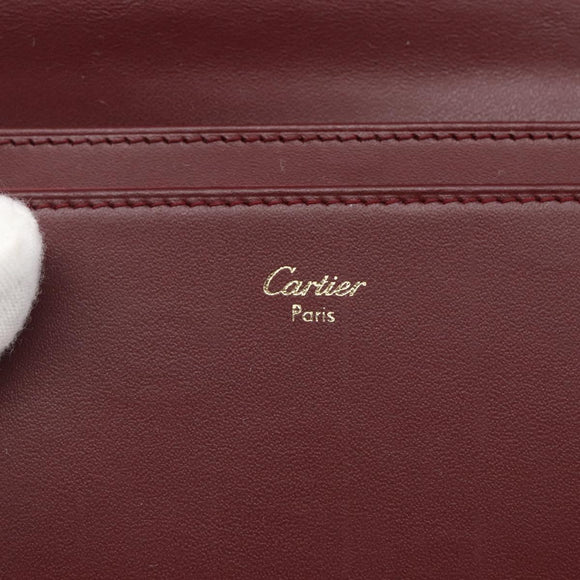 CARTIER Must Line Long Wallet Leather Bordeaux Gold Auth am10805V