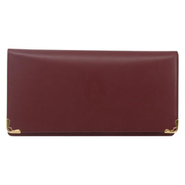 CARTIER Must Line Long Wallet Leather Bordeaux Gold Auth am10805V - 0