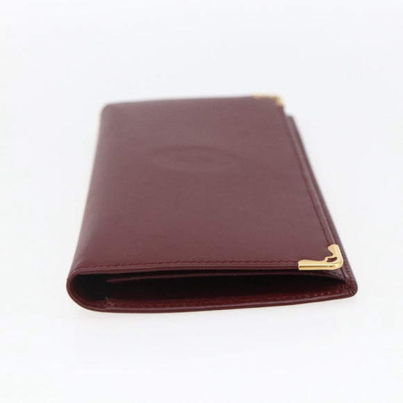 CARTIER Must Line Long Wallet Leather Bordeaux Gold Auth am10805V