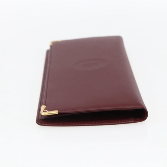 CARTIER Must Line Long Wallet Leather Bordeaux Gold Auth am10805V