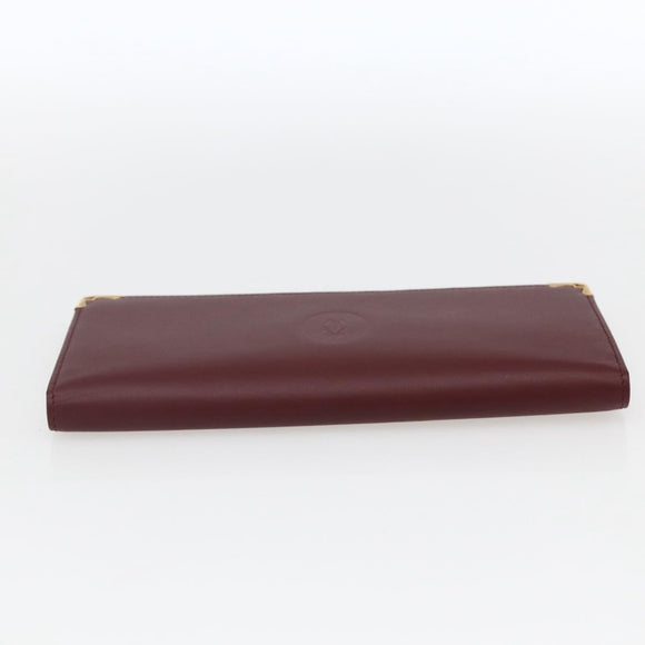 CARTIER Must Line Long Wallet Leather Bordeaux Gold Auth am10805V