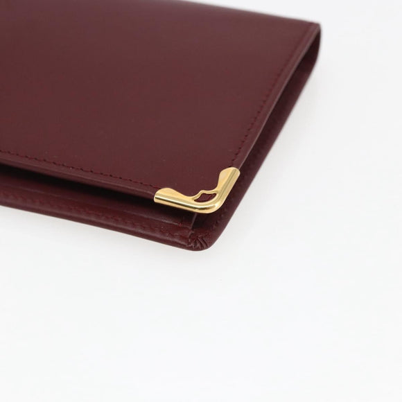 CARTIER Must Line Long Wallet Leather Bordeaux Gold Auth am10805V