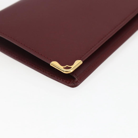 CARTIER Must Line Long Wallet Leather Bordeaux Gold Auth am10805V