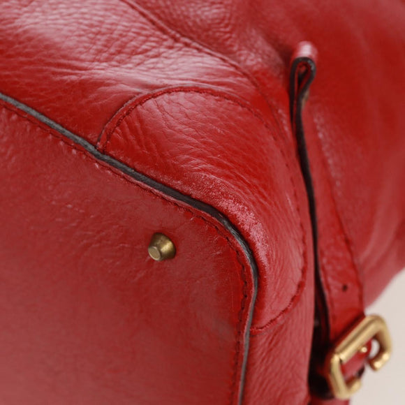 Chloe Paddington Hand Bag Leather Red Gold Auth am10806V