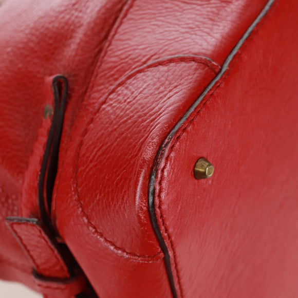 Chloe Paddington Hand Bag Leather Red Gold Auth am10806V