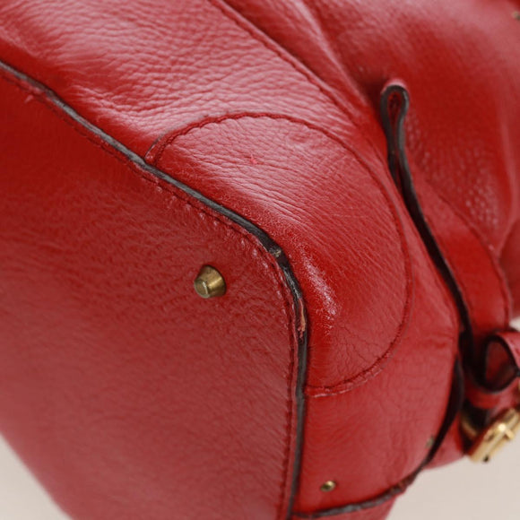 Chloe Paddington Hand Bag Leather Red Gold Auth am10806V