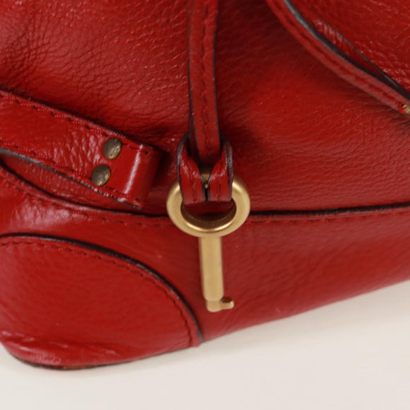 Chloe Paddington Hand Bag Leather Red Gold Auth am10806V