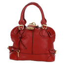 Chloe Paddington Hand Bag Leather Red Gold Auth am10806V-2