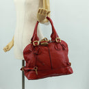 Chloe Paddington Hand Bag Leather Red Gold Auth am10806V-25