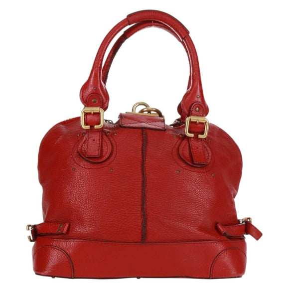 Chloe Paddington Hand Bag Leather Red Gold Auth am10806V