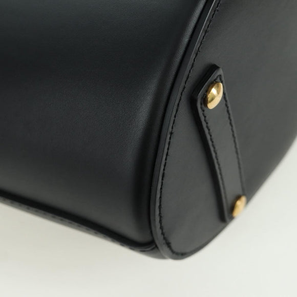 BURBERRY bucket Shoulder Bag Leather Black Gold Auth am10807V
