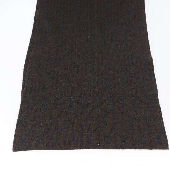 FENDI Zucca Scarf Wool Brown Auth am10811