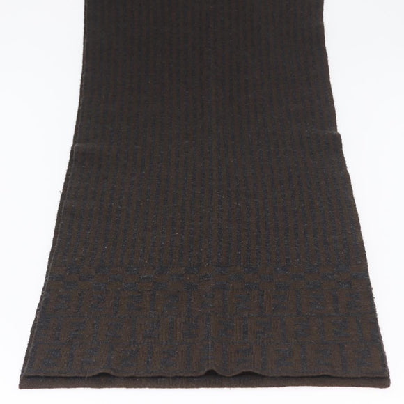 FENDI Zucca Scarf Wool Brown Auth am10811