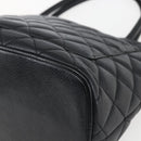 CHANEL Matelasse Reprint Tote Bag Caviar Skin Black Silver CC Auth am10812SAM-8