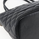 CHANEL Matelasse Reprint Tote Bag Caviar Skin Black Silver CC Auth am10812SAM-17