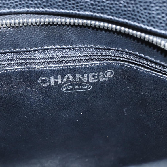 CHANEL Matelasse Reprint Tote Bag Caviar Skin Black Silver CC Auth am10812SAM