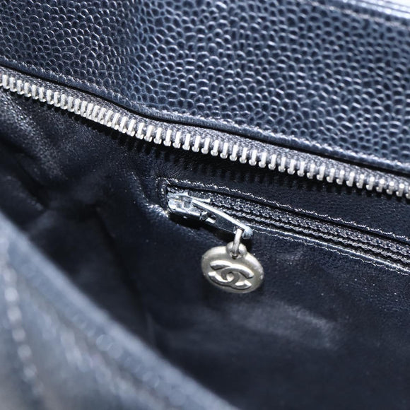 CHANEL Matelasse Reprint Tote Bag Caviar Skin Black Silver CC Auth am10812SAM