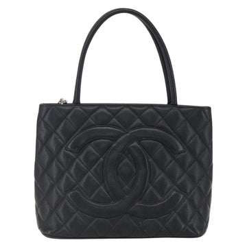 CHANEL Matelasse Reprint Tote Bag Caviar Skin Black Silver CC Auth am10812SAM - 0
