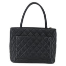 CHANEL Matelasse Reprint Tote Bag Caviar Skin Black Silver CC Auth am10812SAM-2