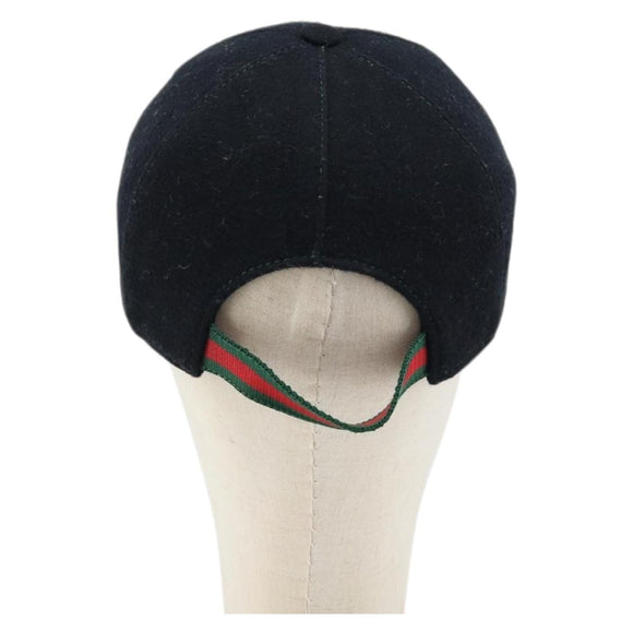 GUCCI Web Sherry Line Cap Wool L Black Red Green 353505 Auth am10816