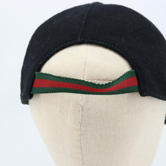 GUCCI Web Sherry Line Cap Wool L Black Red Green 353505 Auth am10816