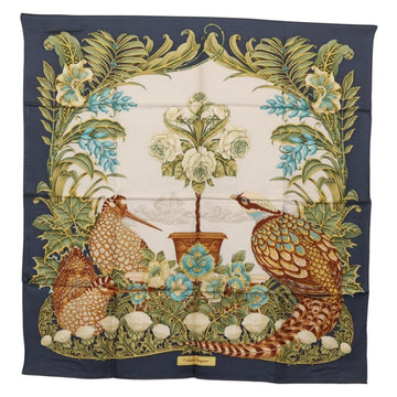 Salvatore Ferragamo Bird Scarf Silk Navy Auth am10817V