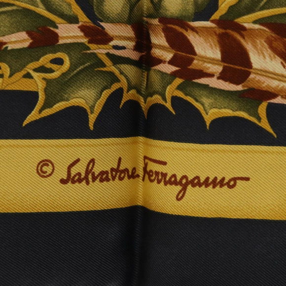 Salvatore Ferragamo Bird Scarf Silk Navy Auth am10817V