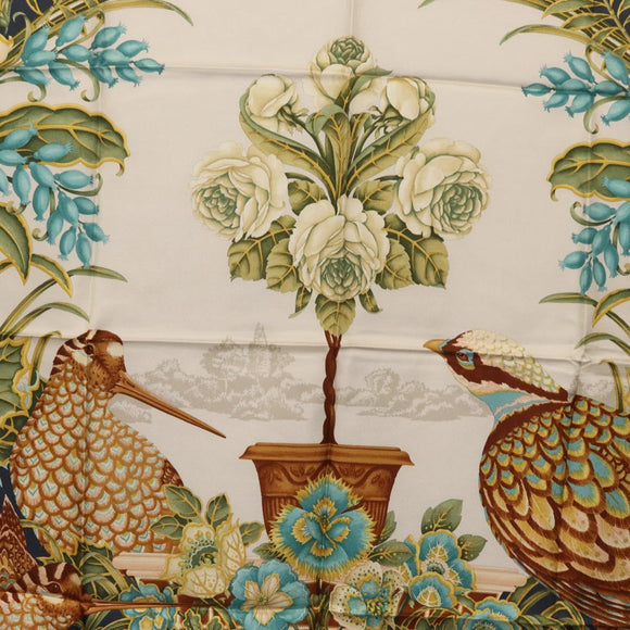 Salvatore Ferragamo Bird Scarf Silk Navy Auth am10817V